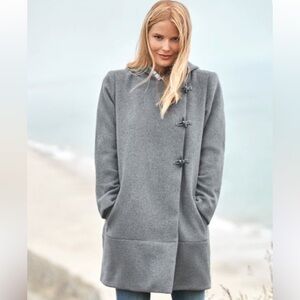 Garnet Hill Modern Duffle Coat in Wool Blend Gray Size 4